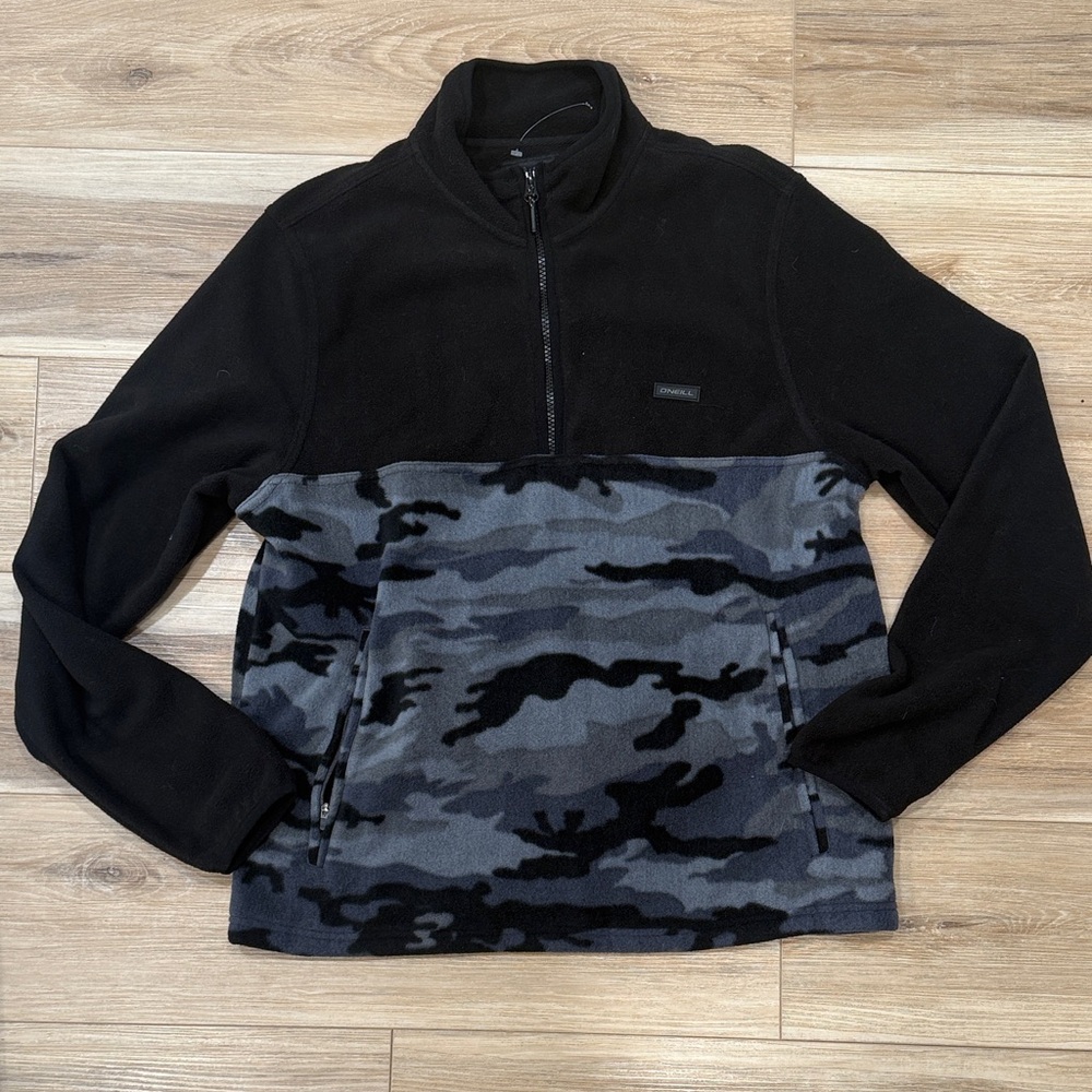 O'Neill Black and Gray Zip Up Men's Sweater
